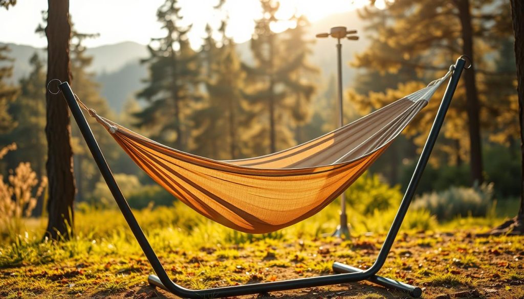 portable hammock setup with hammock stand